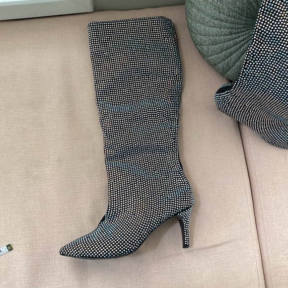 Handmade gem covered knee high boots - Picture 4 of 5